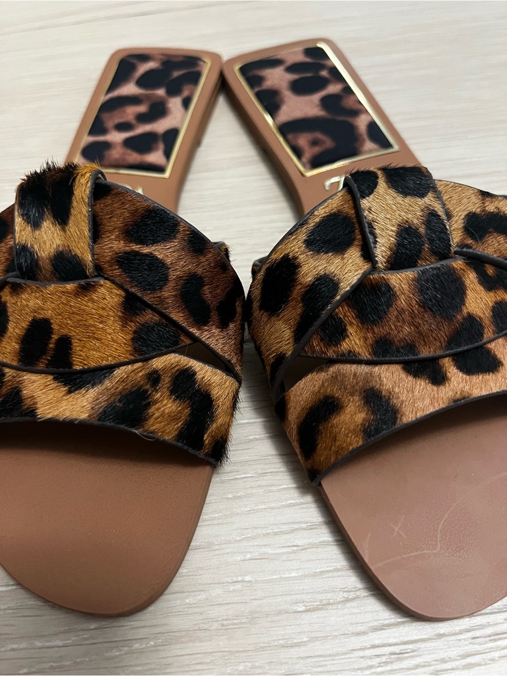 Zara Leopard-Print Slide Mules in Brown and Black - Picture 3 of 4